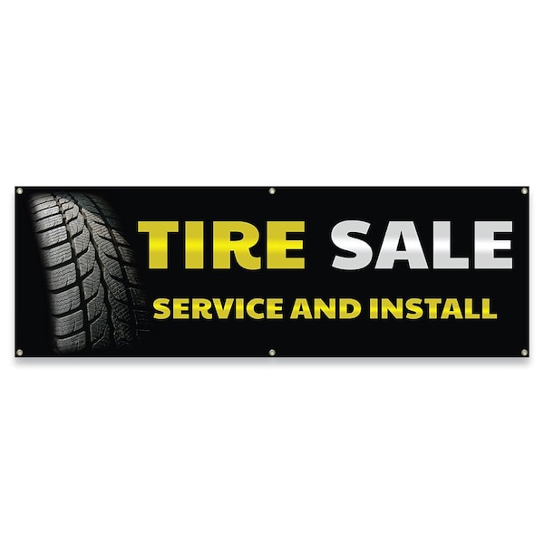 Tire Sale Service And Install Banner Concession Stand Food Truck Single Sided